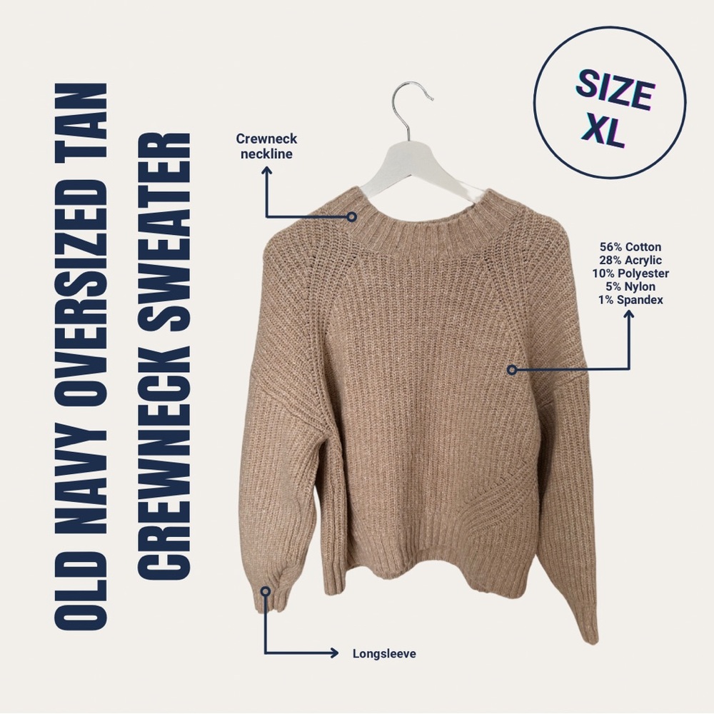 Old Navy Tan Ribbed Crewneck Sweater